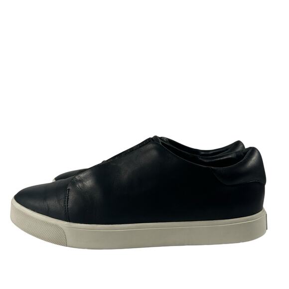 VINCE. Black Leather Cantera Sneakers Slip On Flat Minimalist Modern Women Sz 9M - Picture 3 of 15